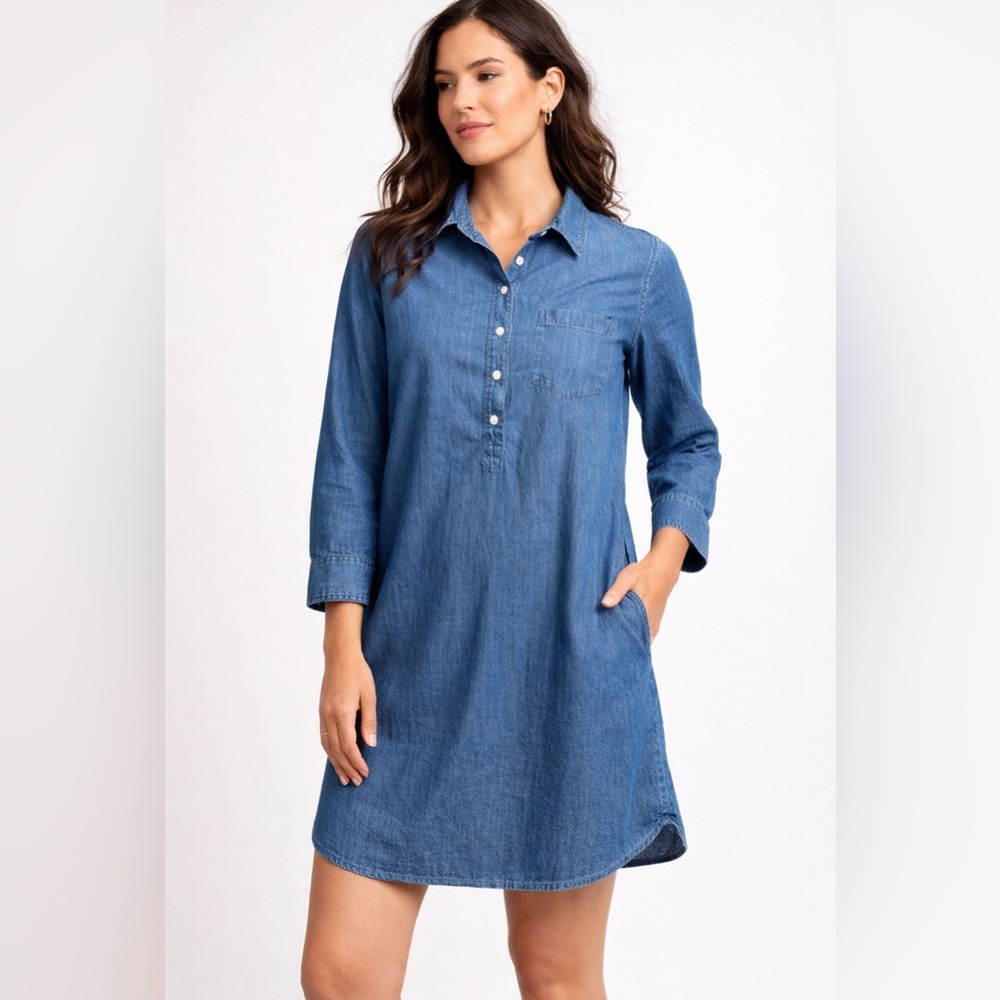 J. Crew Blue Denim Shirt Mini Dress